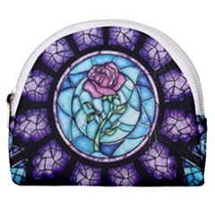 Cathedral Rosette Stained Glass Beauty And The Beast Horseshoe Style Canvas Pouch by Sudhe