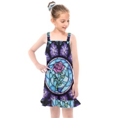 Cathedral Rosette Stained Glass Beauty And The Beast Kids  Overall Dress by Sudhe