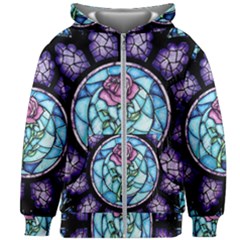 Cathedral Rosette Stained Glass Beauty And The Beast Kids  Zipper Hoodie Without Drawstring by Sudhe