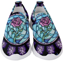 Cathedral Rosette Stained Glass Beauty And The Beast Kids  Slip On Sneakers by Sudhe