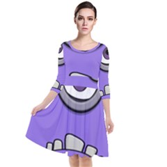 Evil Purple Quarter Sleeve Waist Band Dress by Sudhe