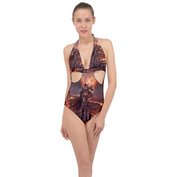 Fantasy Art Fire Heroes Heroes Of Might And Magic Heroes Of Might And Magic Vi Knights Magic Repost Halter Front Plunge Swimsuit