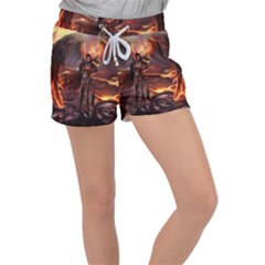 Fantasy Art Fire Heroes Heroes Of Might And Magic Heroes Of Might And Magic Vi Knights Magic Repost Women s Velour Lounge Shorts by Sudhe