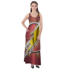 Flashy Logo Sleeveless Velour Maxi Dress