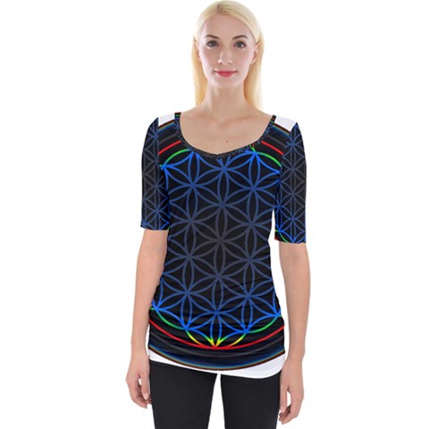 Flower Of Life Wide Neckline Tee by Sudhe