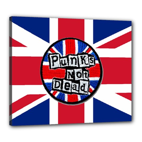 Punk Not Dead Music Rock Uk United Kingdom Flag Canvas 24  X 20  (stretched) by Sudhe