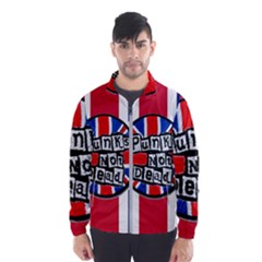 Punk Not Dead Music Rock Uk United Kingdom Flag Windbreaker (men) by Sudhe