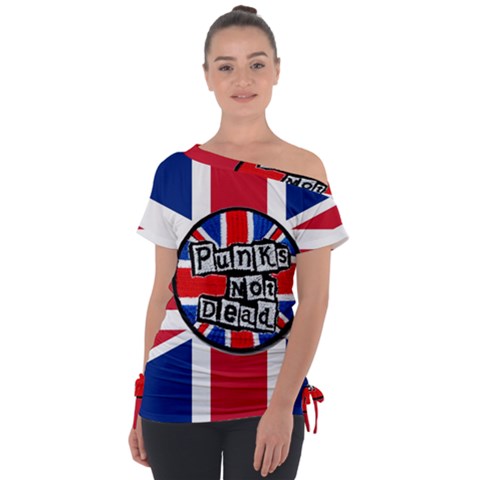 Punk Not Dead Music Rock Uk United Kingdom Flag Tie-up Tee by Sudhe