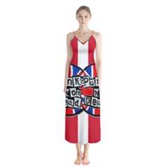 Punk Not Dead Music Rock Uk United Kingdom Flag Button Up Chiffon Maxi Dress by Sudhe