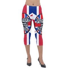 Punk Not Dead Music Rock Uk United Kingdom Flag Lightweight Velour Capri Leggings  by Sudhe