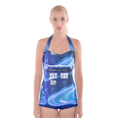 Tardis Space Boyleg Halter Swimsuit  by Sudhe