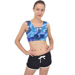 Tardis Space V-back Sports Bra by Sudhe