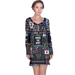 Book Quote Collage Long Sleeve Nightdress by Sudhe