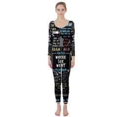 Book Quote Collage Long Sleeve Catsuit by Sudhe