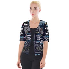 Book Quote Collage Cropped Button Cardigan by Sudhe