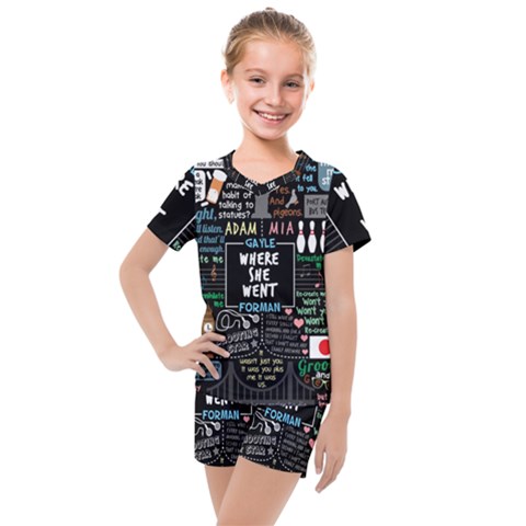 Book Quote Collage Kids  Mesh Tee And Shorts Set by Sudhe