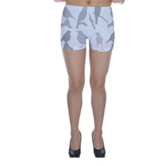 Bird Watching - Greyscale Skinny Shorts by WensdaiAmbrose