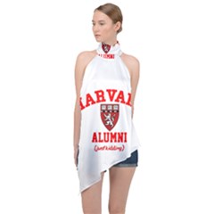 Harvard Alumni Just Kidding Halter Asymmetric Satin Top by Sudhe