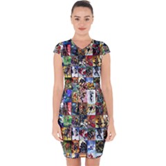 Comic Book Images Capsleeve Drawstring Dress  by Sudhe