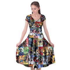 Comic Book Images Cap Sleeve Wrap Front Dress by Sudhe