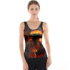 Dragon Legend Art Fire Digital Fantasy Tank Top by Sudhe