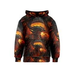 Dragon Legend Art Fire Digital Fantasy Kids  Pullover Hoodie by Sudhe