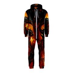 Dragon Legend Art Fire Digital Fantasy Hooded Jumpsuit (kids) by Sudhe