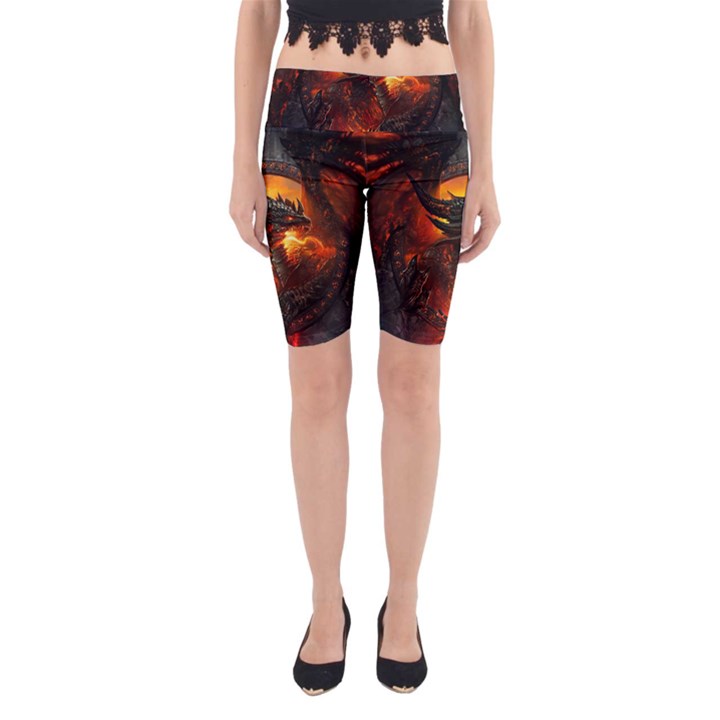 Dragon Legend Art Fire Digital Fantasy Yoga Cropped Leggings