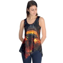 Dragon Legend Art Fire Digital Fantasy Sleeveless Tunic by Sudhe