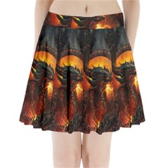 Dragon Legend Art Fire Digital Fantasy Pleated Mini Skirt by Sudhe