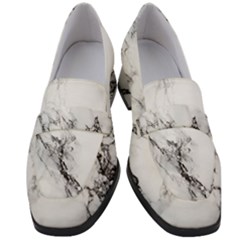 Marble Pattern Women s Chunky Heel Loafers