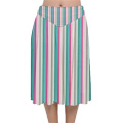 Candy Stripes 1 Velvet Flared Midi Skirt by retrotoomoderndesigns