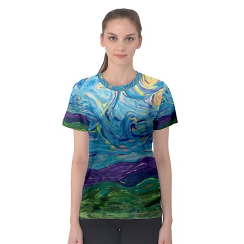 A Very Very Starry Night Women s Sport Mesh Tee by arwwearableart