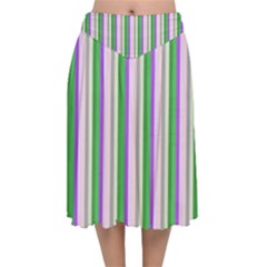 Candy Stripes 2 Velvet Flared Midi Skirt by retrotoomoderndesigns