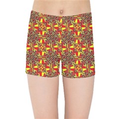 Red Yellow 1 Kids  Sports Shorts