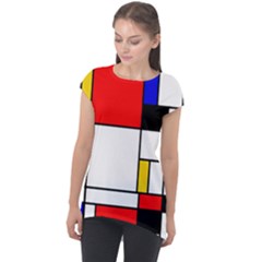 Bauhouse Mondrian Style Cap Sleeve High Low Top by lucia