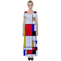 Bauhouse Mondrian Style High Waist Short Sleeve Maxi Dress by lucia