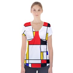 Bauhouse Mondrian Style Short Sleeve Front Detail Top