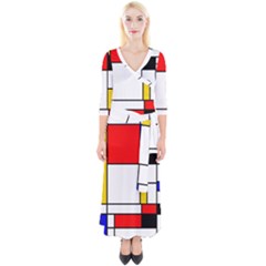 Bauhouse Mondrian Style Quarter Sleeve Wrap Maxi Dress by lucia