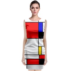 Bauhouse Mondrian Style Sleeveless Velvet Midi Dress