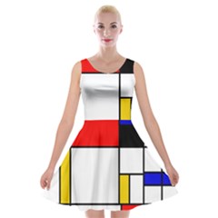 Bauhouse Mondrian Style Velvet Skater Dress