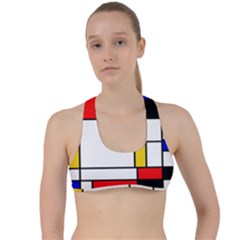 Bauhouse Mondrian Style Criss Cross Racerback Sports Bra