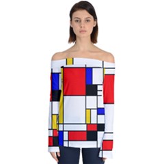 Bauhouse Mondrian Style Off Shoulder Long Sleeve Top by lucia