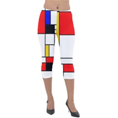 Bauhouse Mondrian Style Lightweight Velour Capri Leggings 