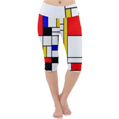 Bauhouse Mondrian Style Lightweight Velour Cropped Yoga Leggings