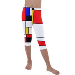 Bauhouse Mondrian Style Kids  Lightweight Velour Capri Leggings 