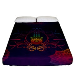 Boho Hamsa Mandala Fitted Sheet (california King Size) by lucia