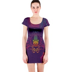 Boho Hamsa Mandala Short Sleeve Bodycon Dress