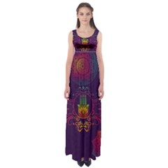 Boho Hamsa Mandala Empire Waist Maxi Dress