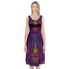 Boho Hamsa Mandala Midi Sleeveless Dress